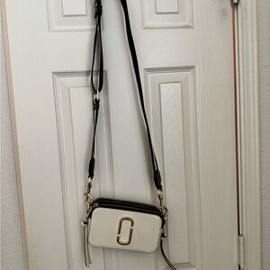 Marc Jacobs Black and White Crossbody Bag with Gold Accent